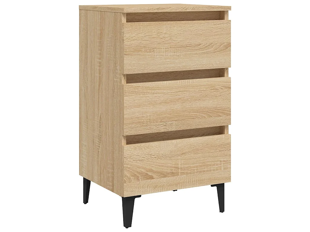 Comodino con Gambe in Metallo Rovere Sonoma 40x35x69 cm