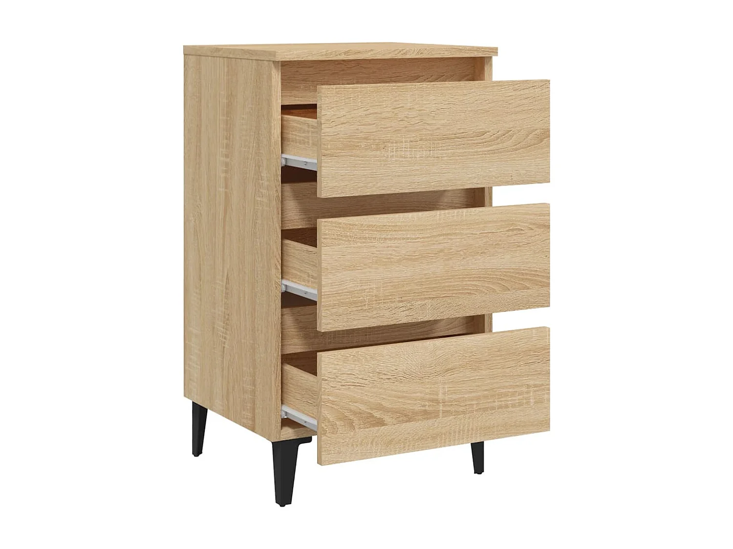 Comodino con Gambe in Metallo Rovere Sonoma 40x35x69 cm