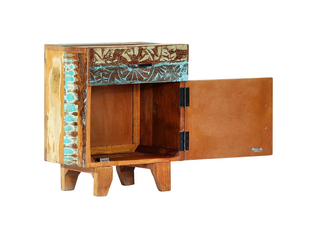 Nachtkastje handgesneden 40x30x50 cm massief gerecycled hout
