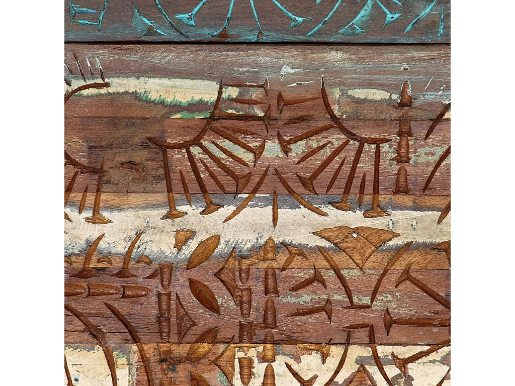 Nachtkastje handgesneden 40x30x50 cm massief gerecycled hout