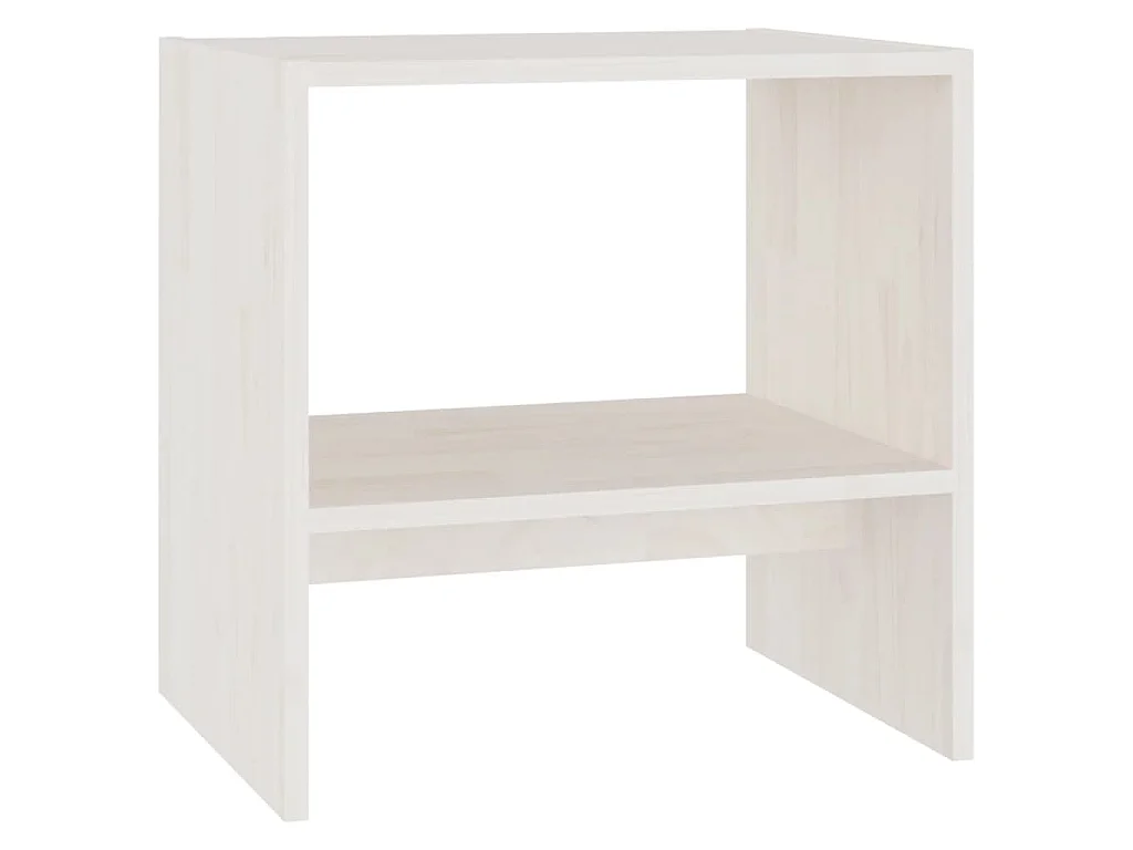 Comodino Bianco 40x30,5x40 cm in Legno Massello di Pino
