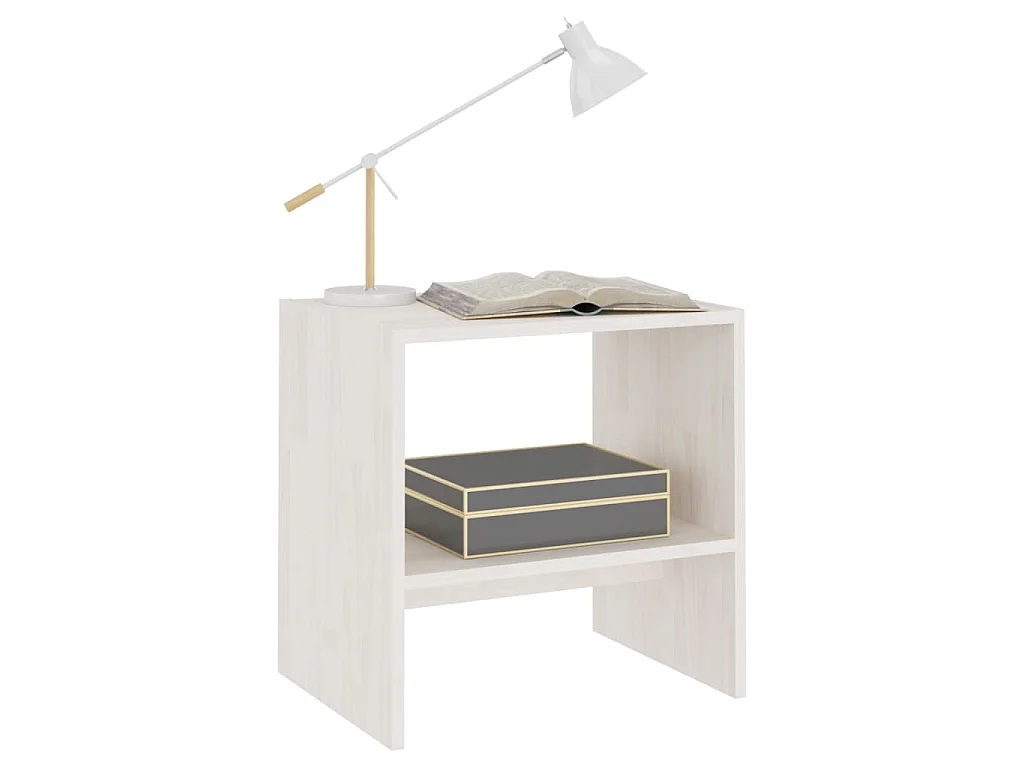 Comodino Bianco 40x30,5x40 cm in Legno Massello di Pino