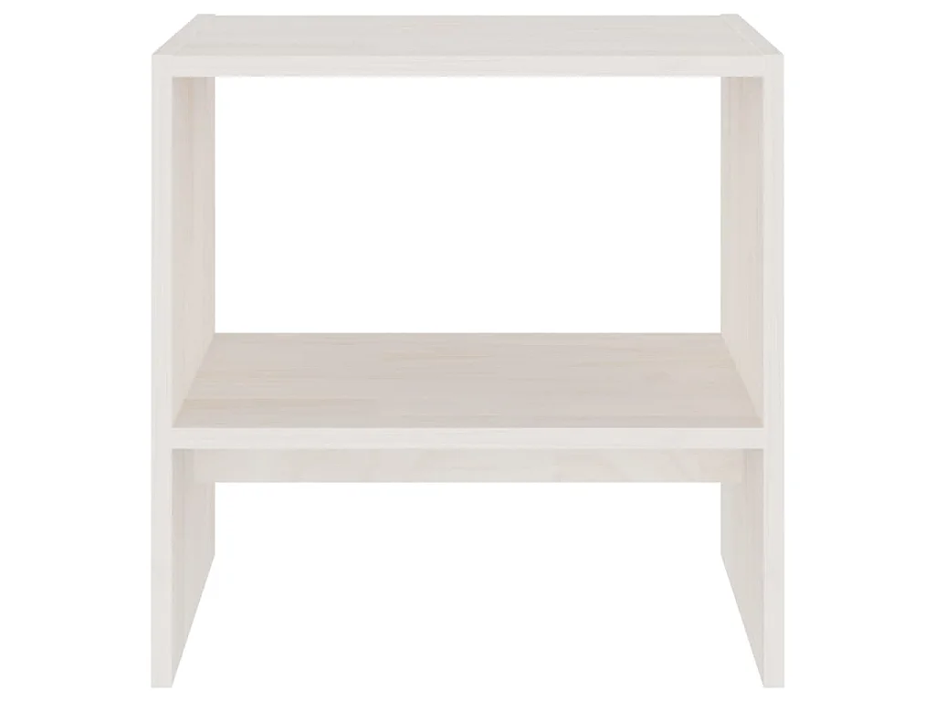 Comodino Bianco 40x30,5x40 cm in Legno Massello di Pino