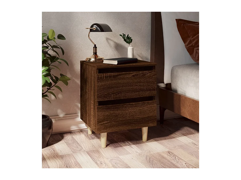 Table de chevet avec pieds en bois Chêne marron 40x35x50 cm