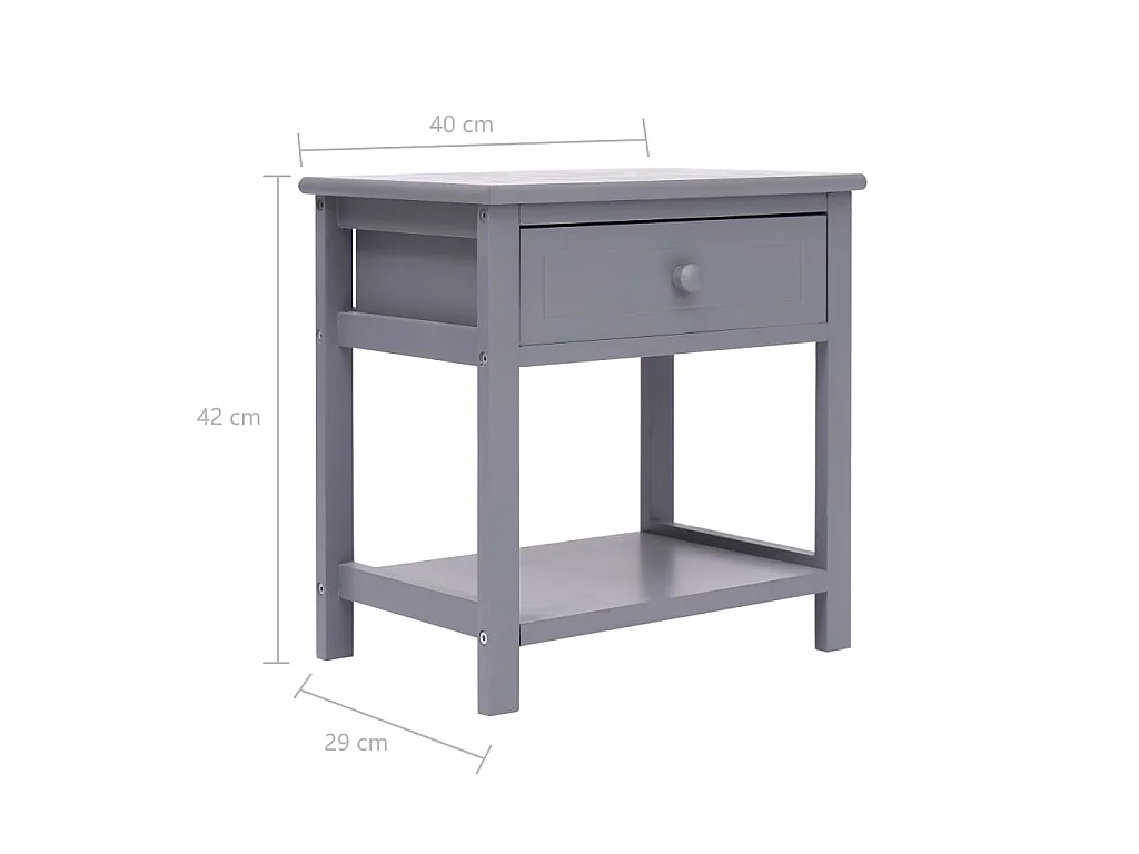 Nachttisch Grau 40×29×42 cm Paulownia Holz