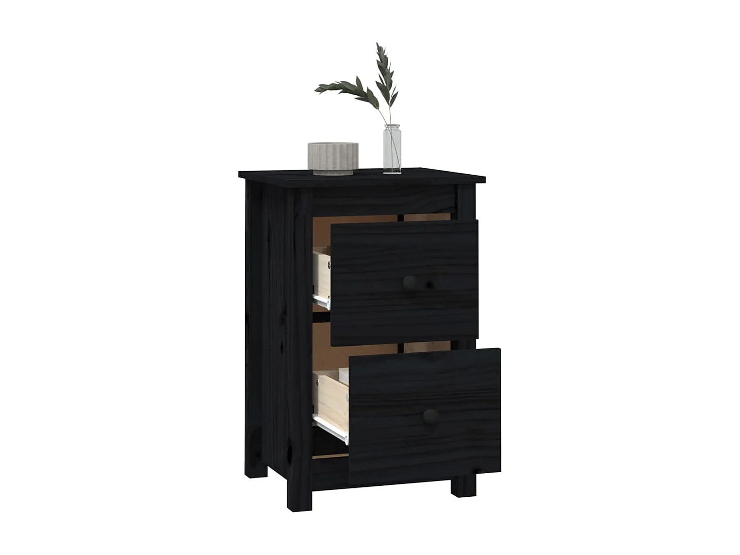 Mesas de cabeceira 2 pcs 40x35x61,5 cm pinho maciço preto