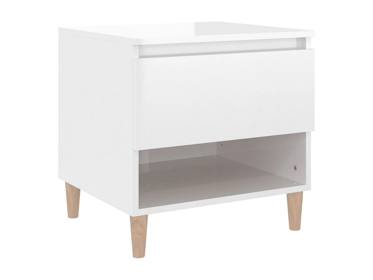 Table de chevet Blanc brillant 50x46x50 cm Bois d’ingénierie