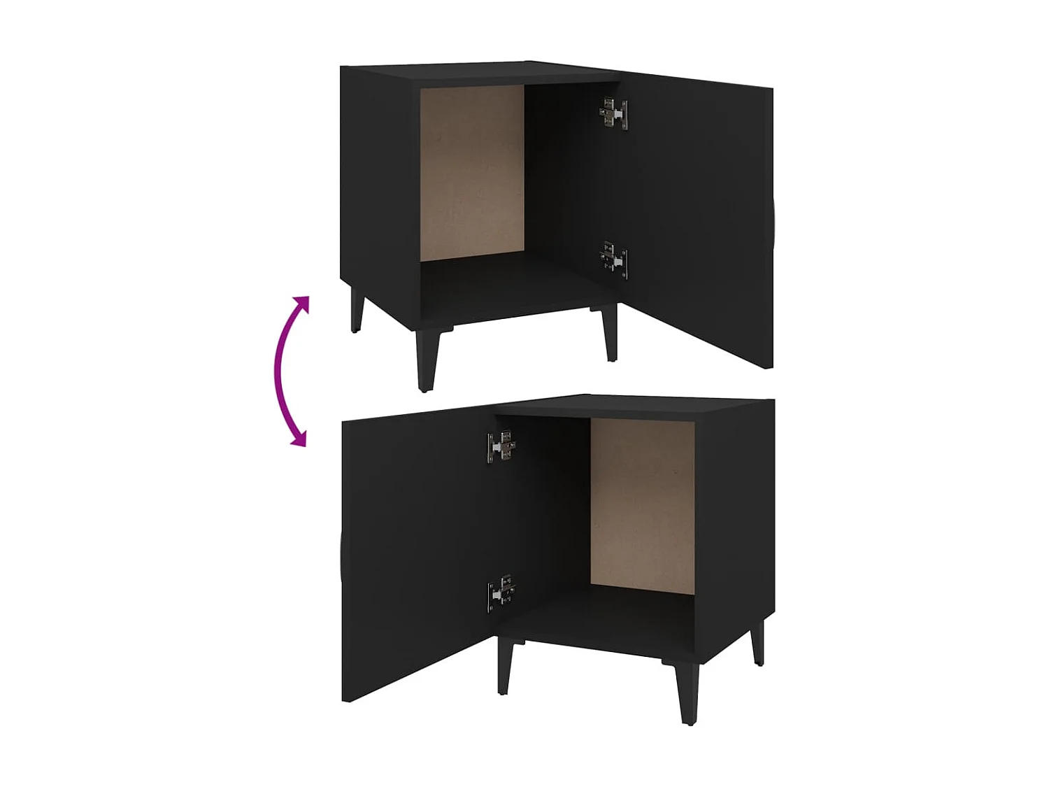 Tables de chevet 2 pcs Noir Bois d'ingénierie