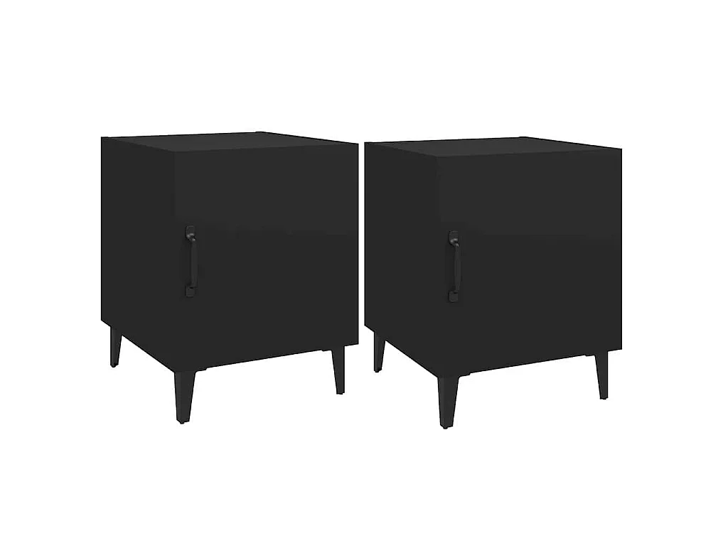 Tables de chevet 2 pcs Noir Bois d'ingénierie