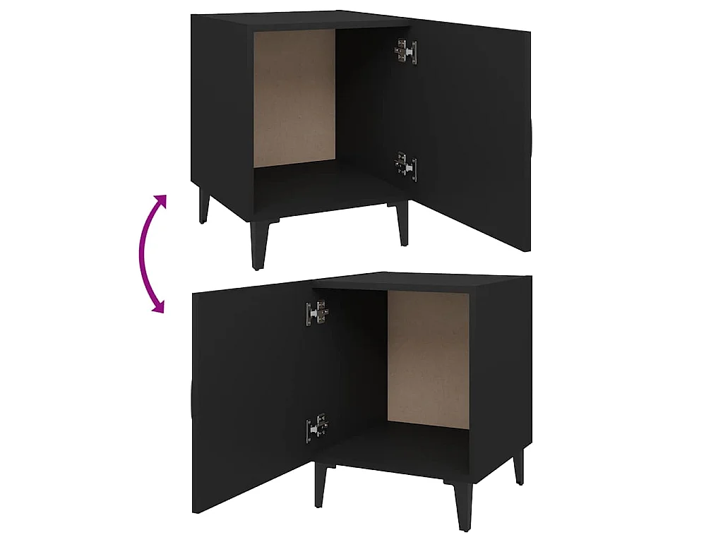 Tables de chevet 2 pcs Noir Bois d'ingénierie