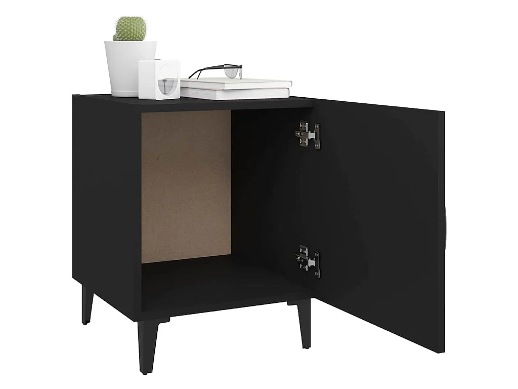 Tables de chevet 2 pcs Noir Bois d'ingénierie