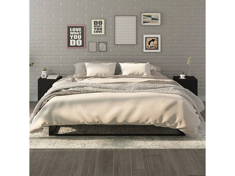 Tables de chevet 2 pcs Noir Bois d'ingénierie