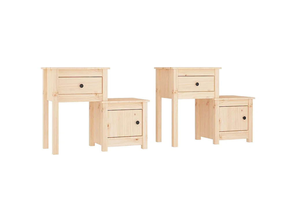 Comodini 2 pz 79,5x38x65,5 cm in Legno Massello di Pino