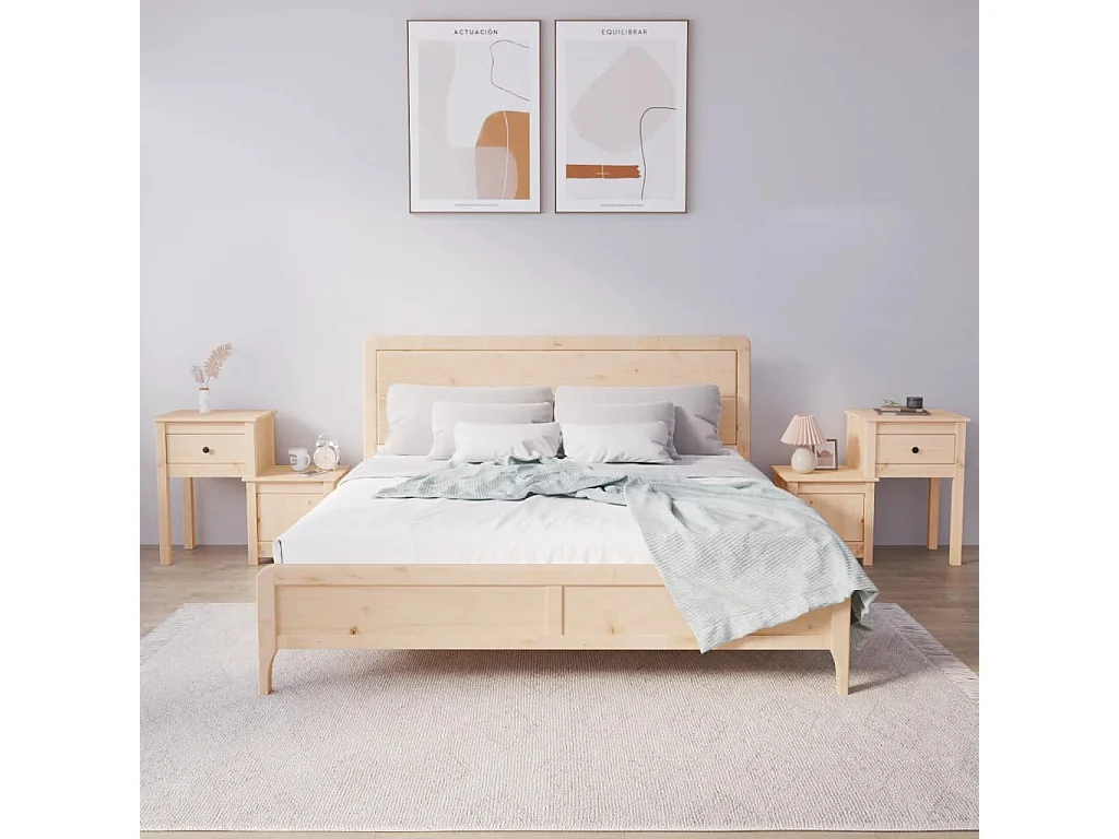 Comodini 2 pz 79,5x38x65,5 cm in Legno Massello di Pino