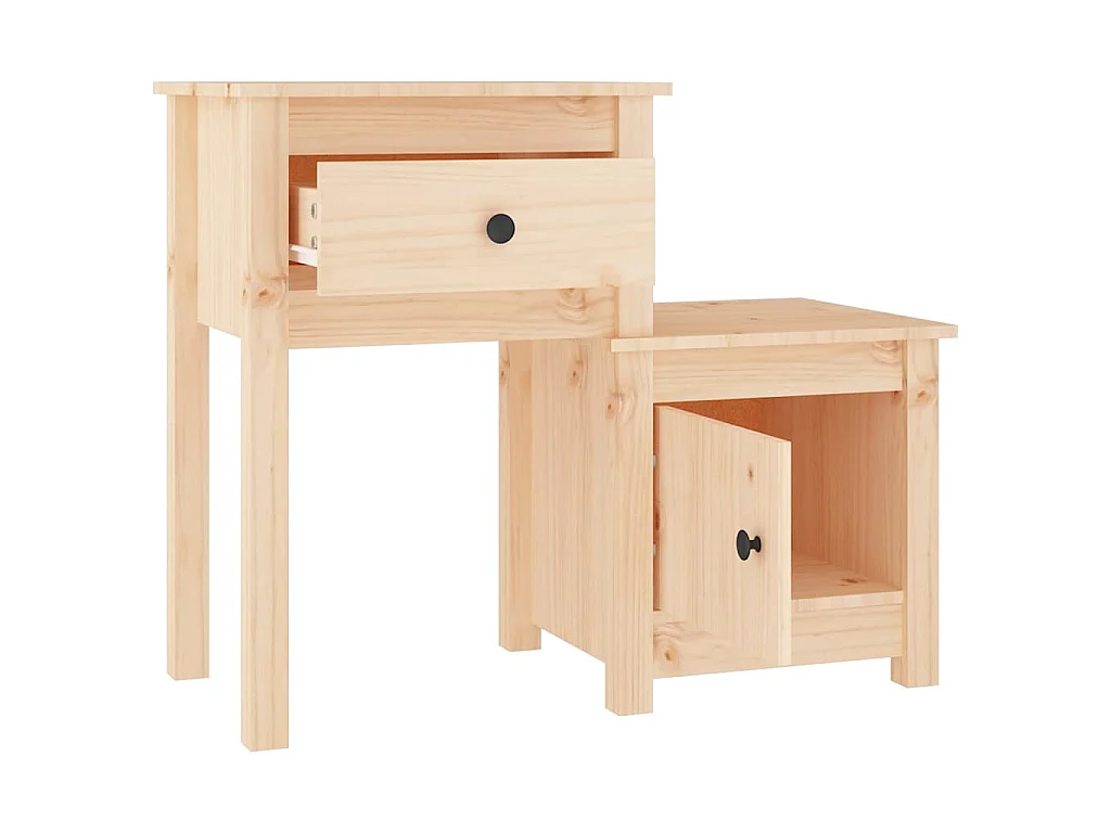 Comodini 2 pz 79,5x38x65,5 cm in Legno Massello di Pino
