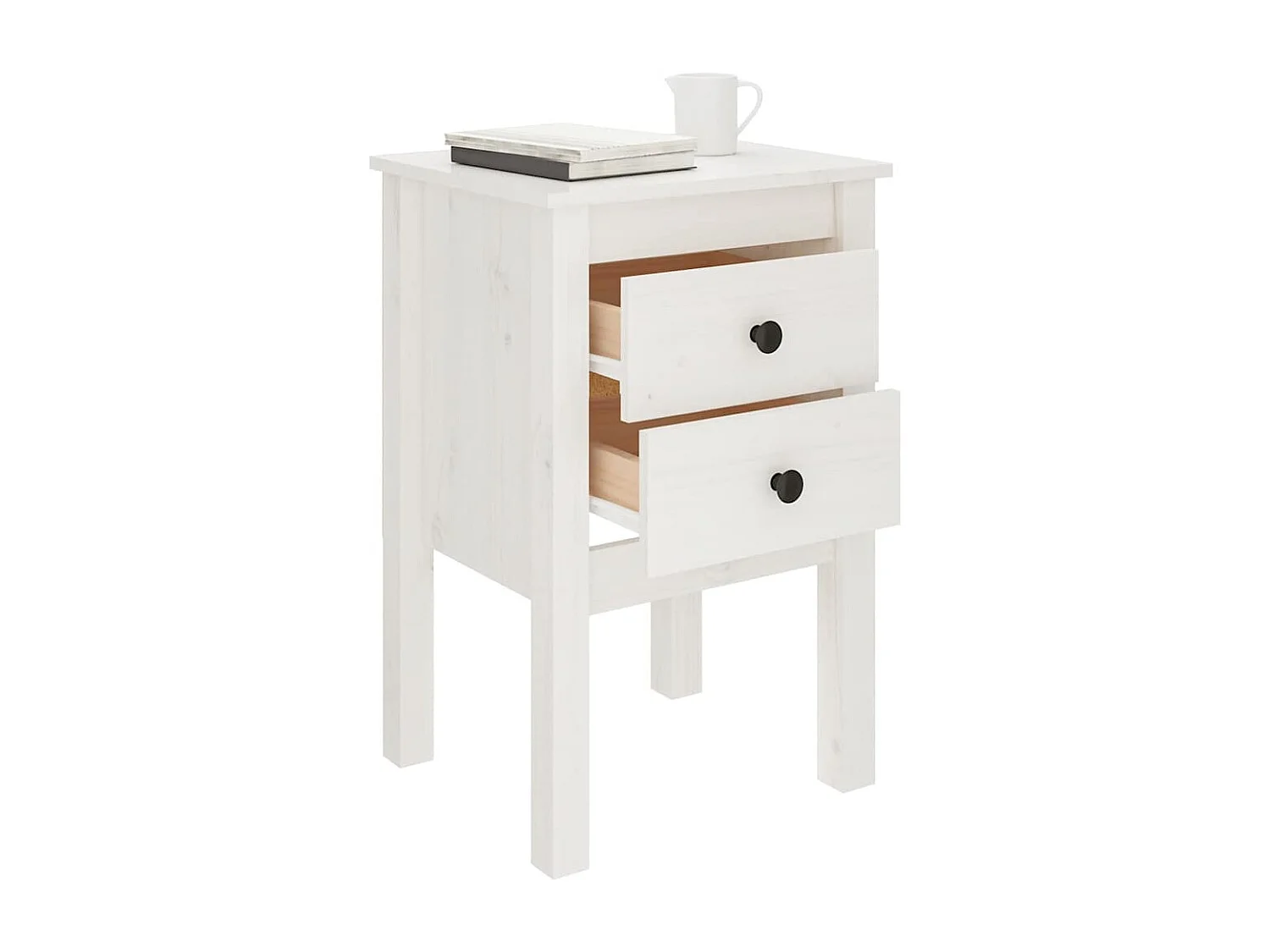 Table de chevet Blanc 40x35x61,5 cm Bois de pin massif