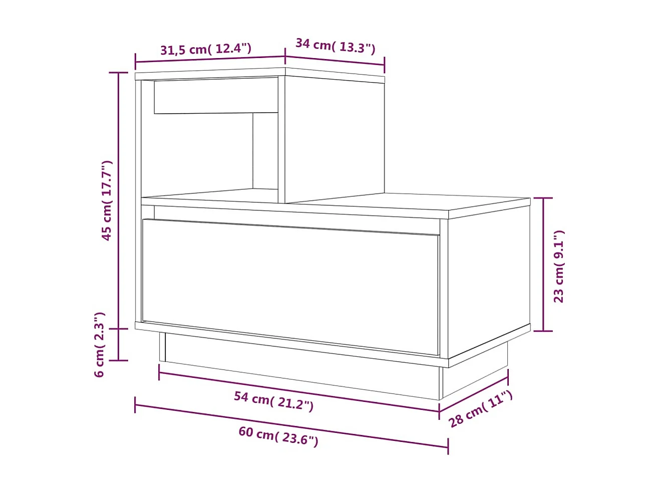 Table de chevet 60x34x51 cm Bois de pin solide