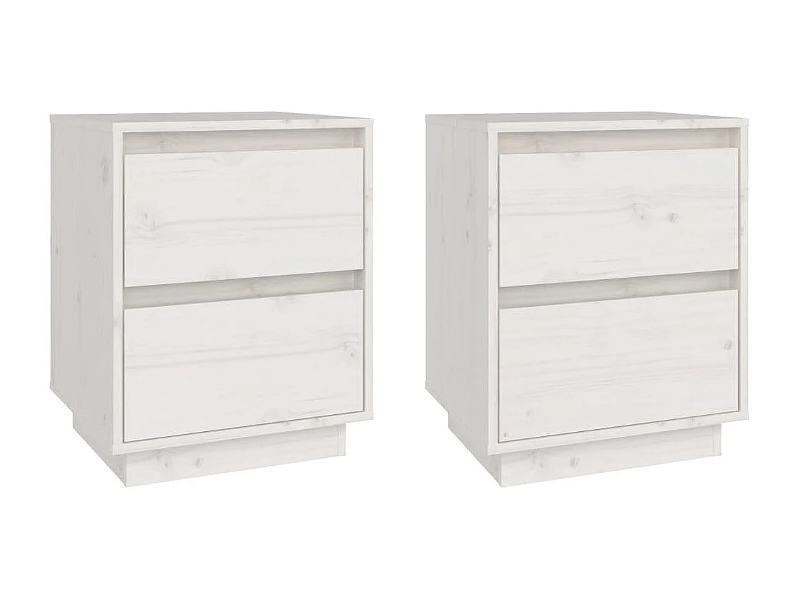 Mesitas de noche 2 uds madera maciza de pino blanco 40x35x50 cm