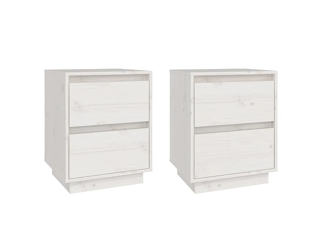 Tables de chevet 2 pcs Blanc 40x35x50 cm Bois de pin solide