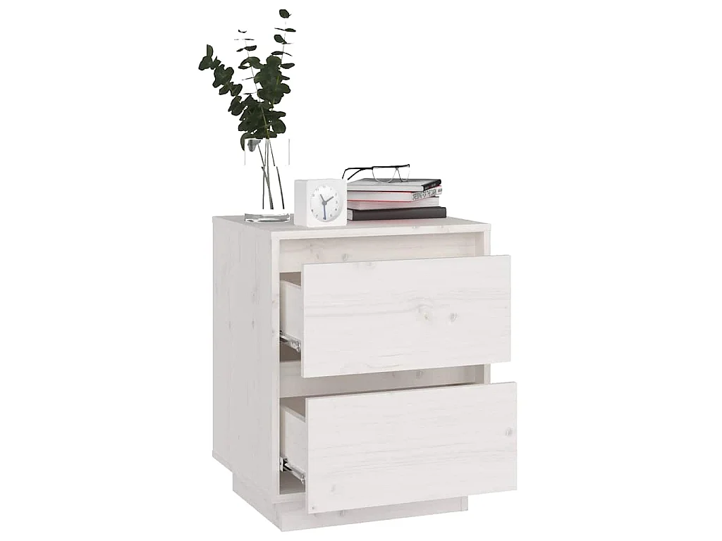 Mesitas de noche 2 uds madera maciza de pino blanco 40x35x50 cm