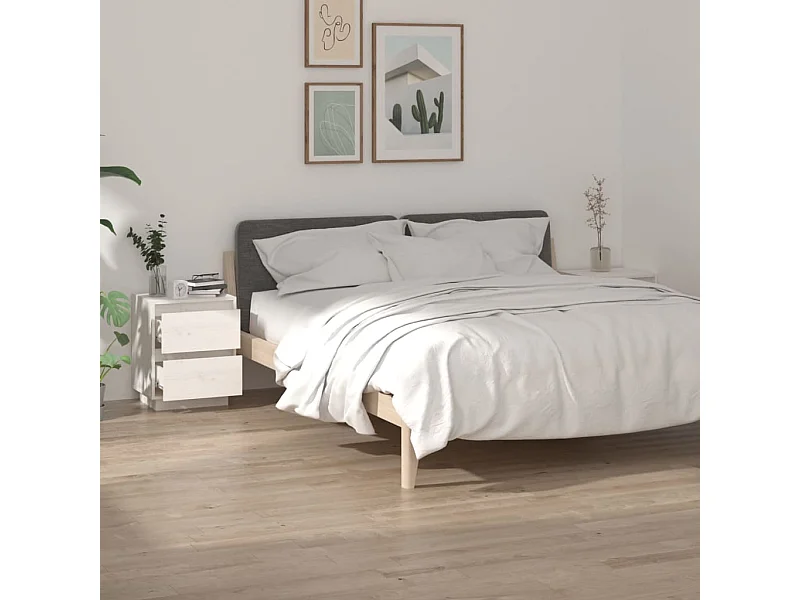 Tables de chevet 2 pcs Blanc 40x35x50 cm Bois de pin solide