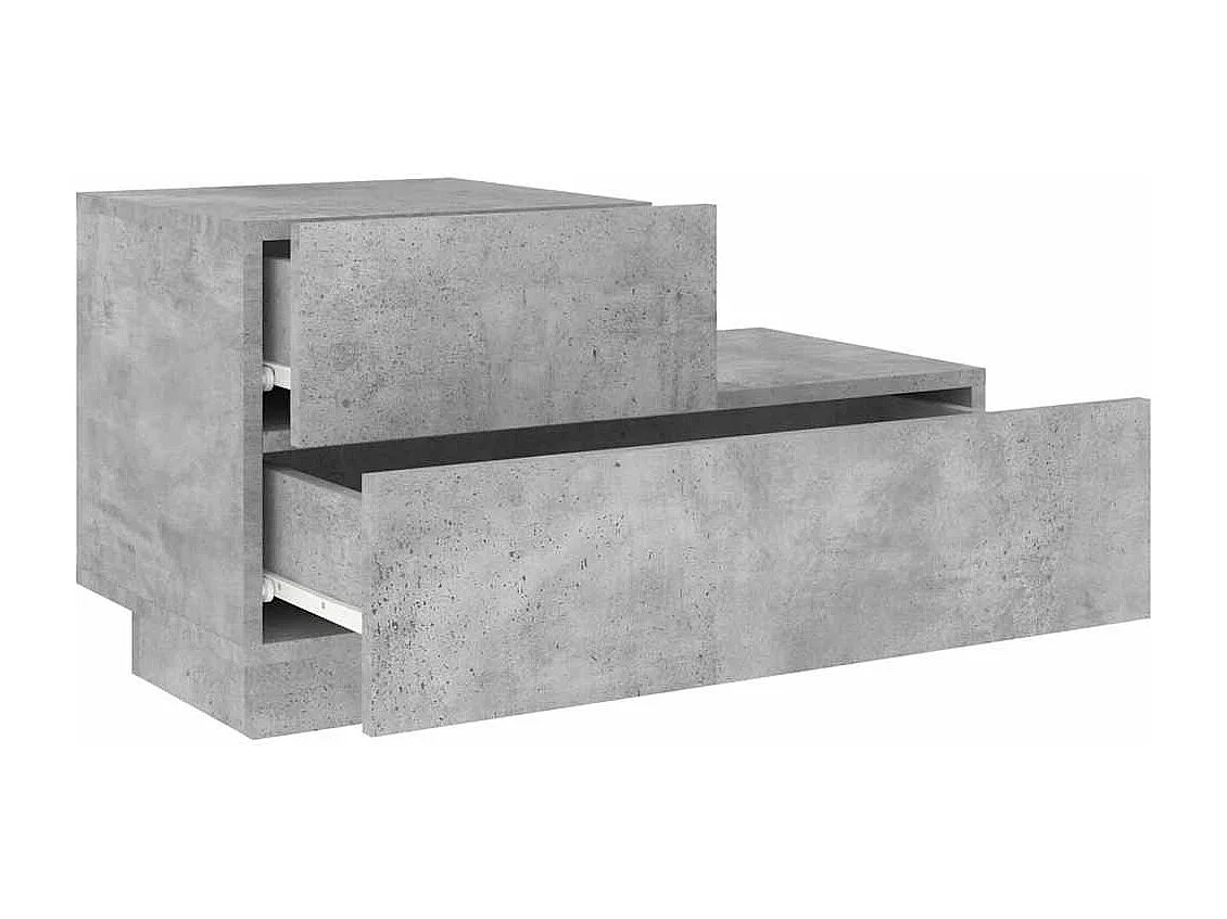 Table de chevet avec lumières LED gris béton 70x36x40,5 cm