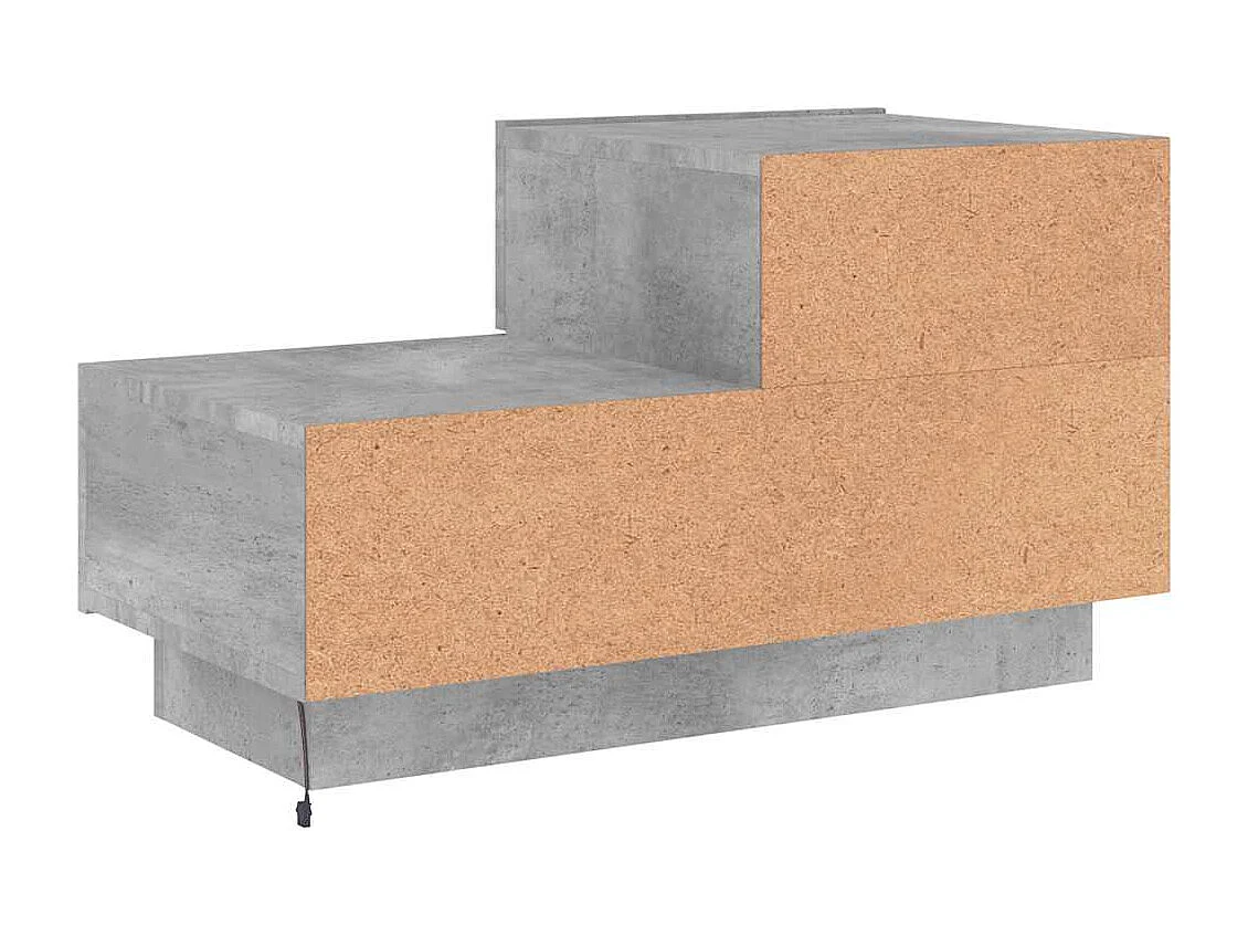 Table de chevet avec lumières LED gris béton 70x36x40,5 cm
