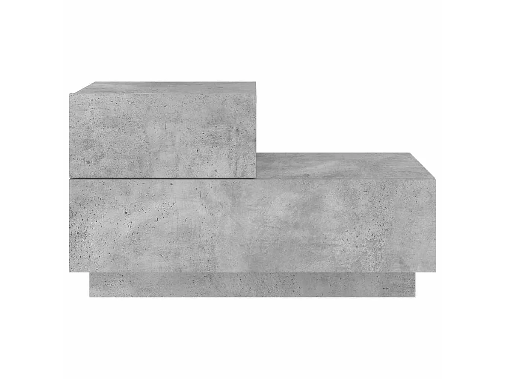 Table de chevet avec lumières LED gris béton 70x36x40,5 cm