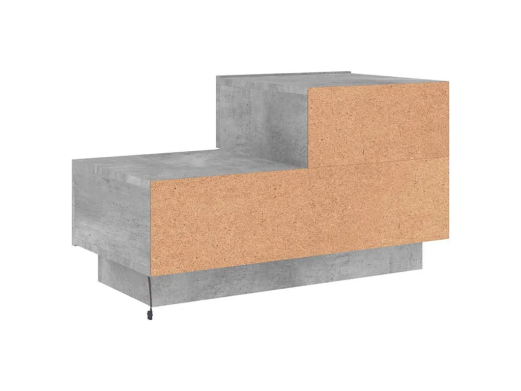 Table de chevet avec lumières LED gris béton 70x36x40,5 cm