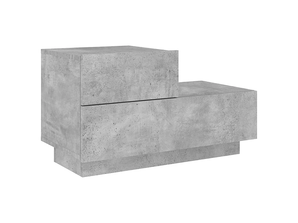 Table de chevet avec lumières LED gris béton 70x36x40,5 cm