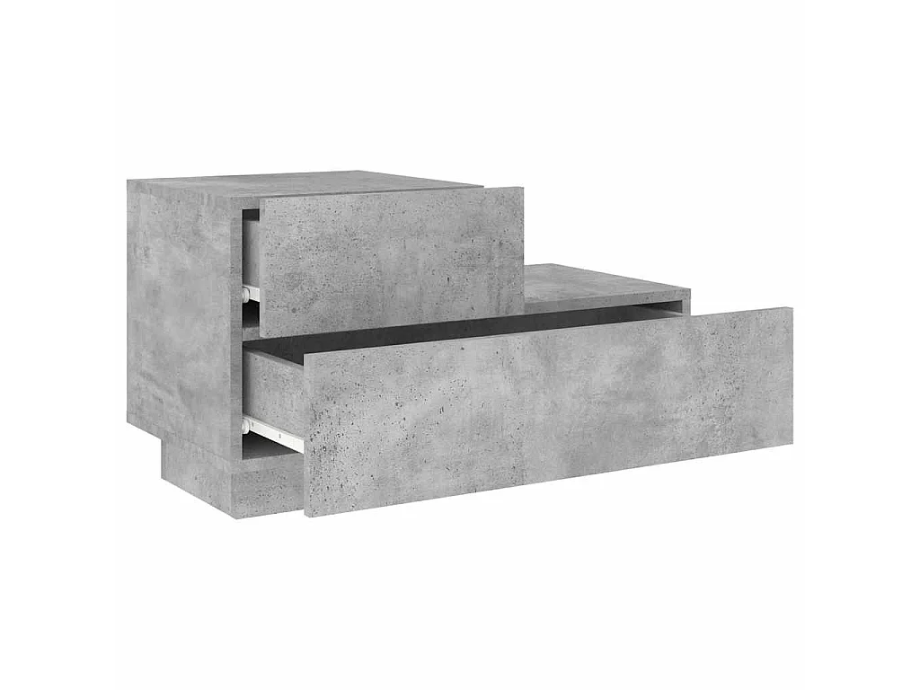 Table de chevet avec lumières LED gris béton 70x36x40,5 cm