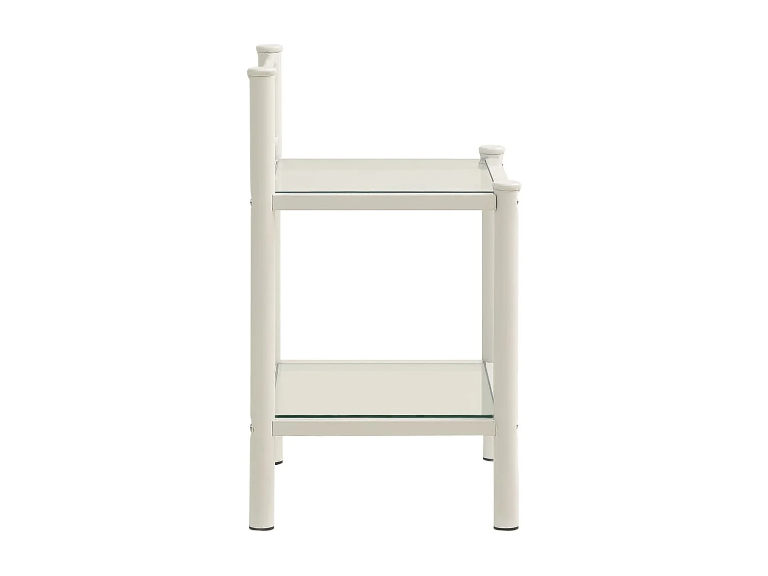 Table de chevet Blanc/transparent 45x34,5x60,5cm Métal et verre