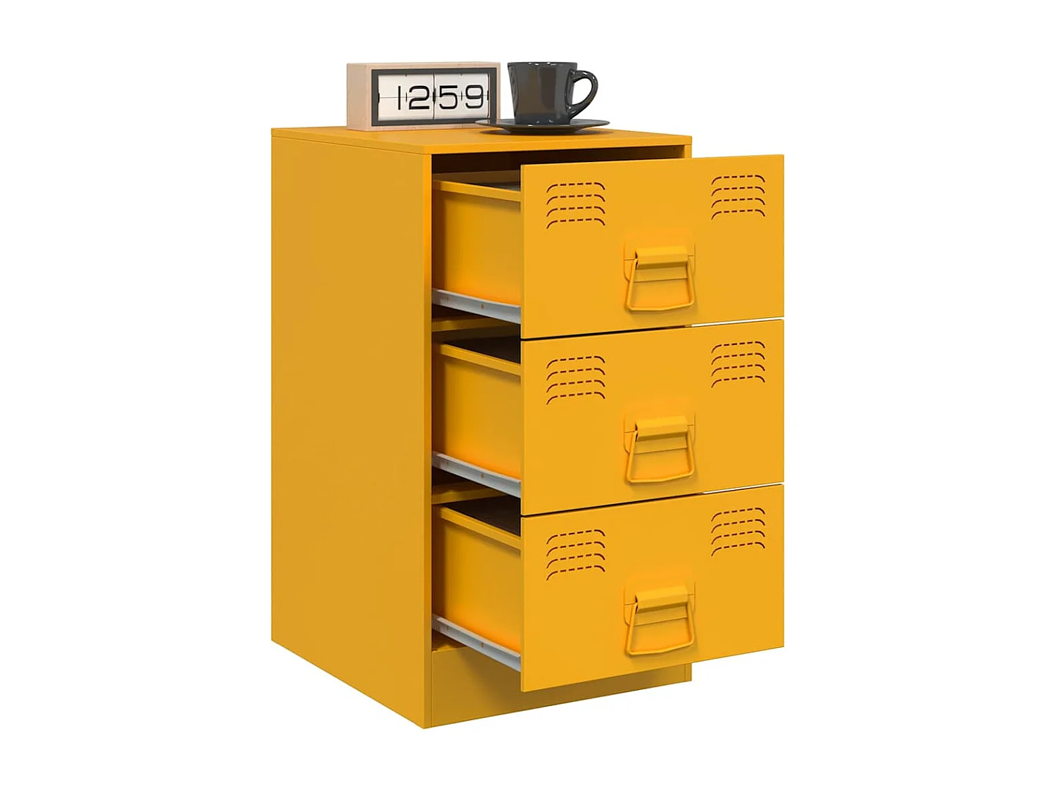 Table de chevet jaune moutarde 34,5x39x62 cm acier