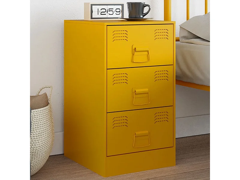 Mesa de cabeceira 34,5x39x62 cm aço amarelo mostarda