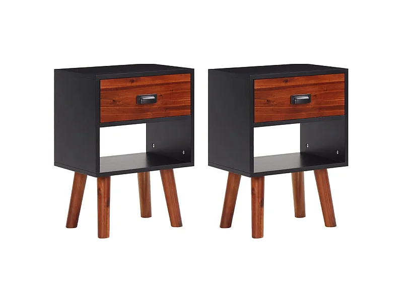 Nachttische 2 Stk. Akazienholz Massiv 40x30x57 cm