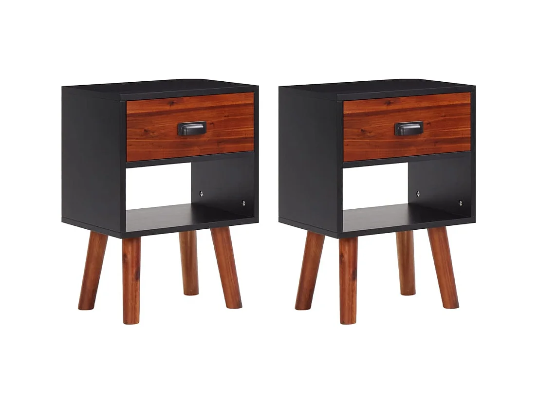 Bois d'acacia massif Tables de chevet 2 pcs 40x30x57 cm