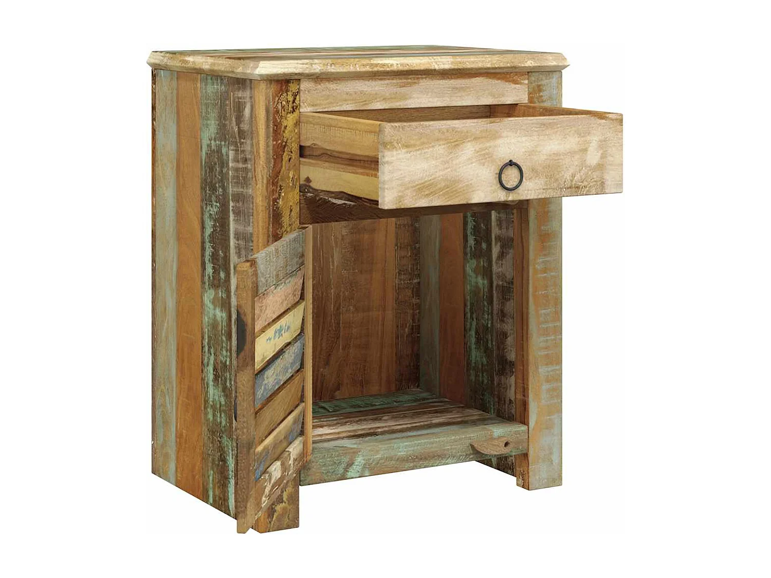 Table de coin avec 1 tiroir et 1 porte Bois de récupération