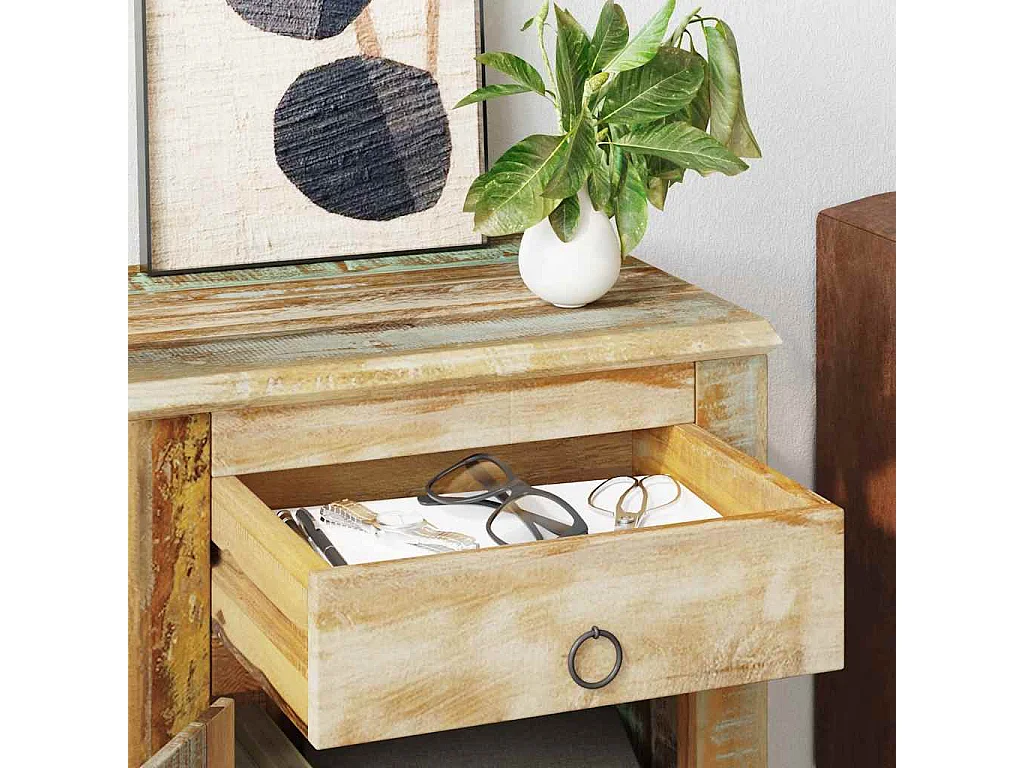 Table de coin avec 1 tiroir et 1 porte Bois de récupération