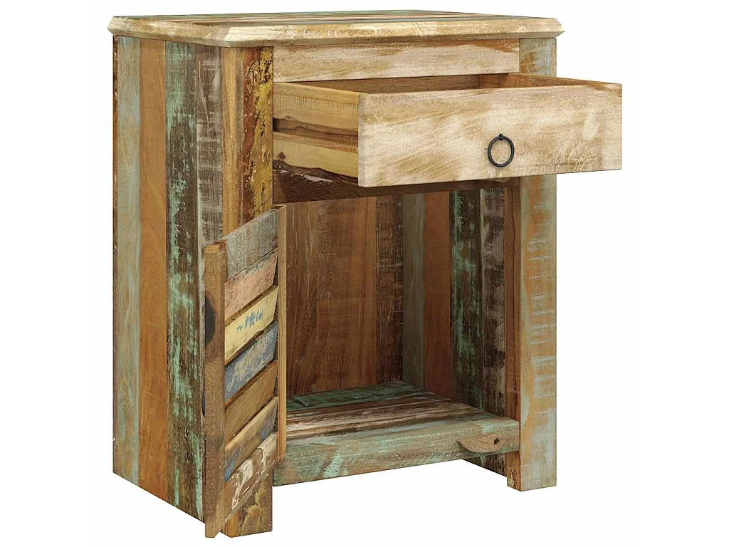 Mesa auxiliar con 1 cajón y 1 puerta madera reciclada
