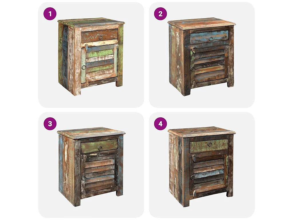 Mesa auxiliar con 1 cajón y 1 puerta madera reciclada