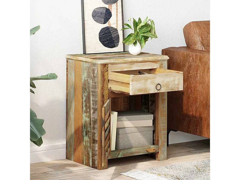 Table de coin avec 1 tiroir et 1 porte Bois de récupération