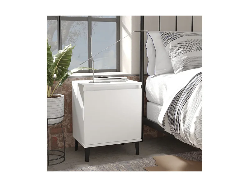 Tables de chevet avec pieds en métal blanc 40x30x50 cm