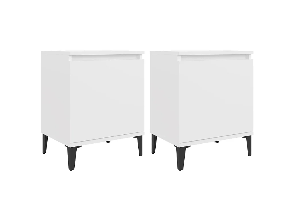 Tables de chevet avec pieds en métal blanc 40x30x50 cm
