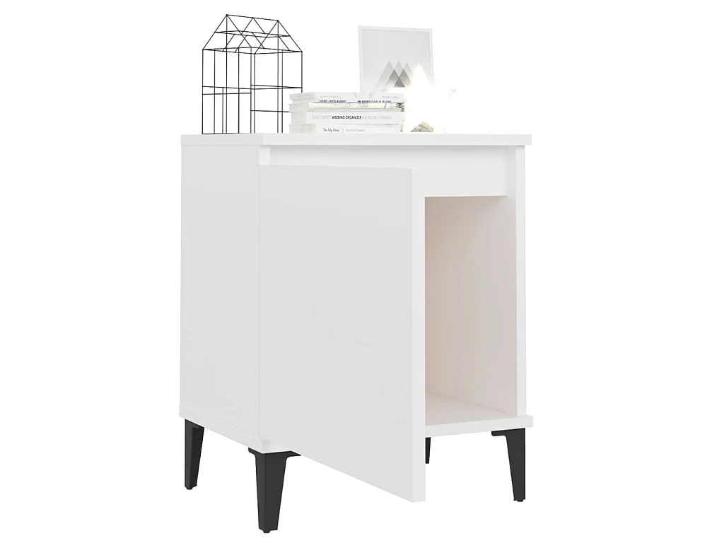 Tables de chevet avec pieds en métal blanc 40x30x50 cm