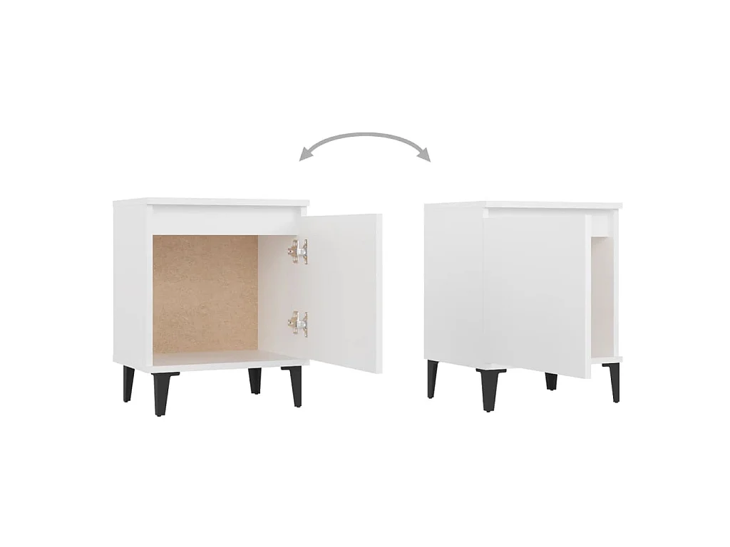 Tables de chevet avec pieds en métal blanc 40x30x50 cm