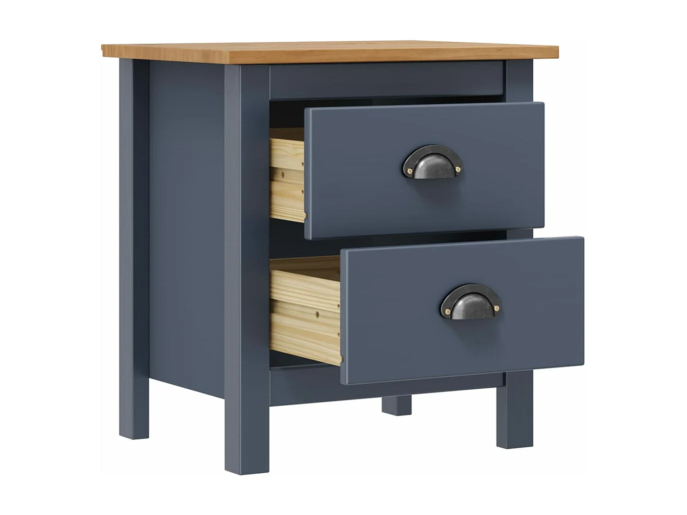 Nachttische Hill 2 Stk. Grau 46x35x49,5 cm Massivholz Kiefer