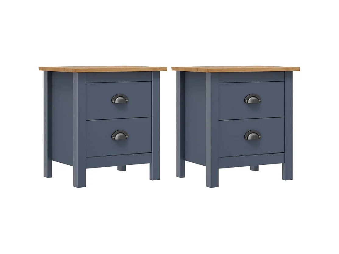 Comodini Hill Grigi 2 pz 46x35x49,5 cm in Legno di Pino