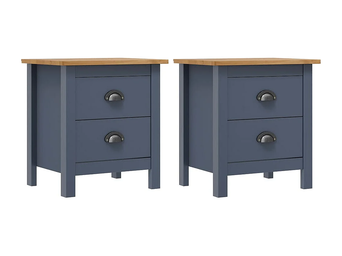 Mesitas de noche Hill 2 uds madera de pino gris 46x35x49,5 cm