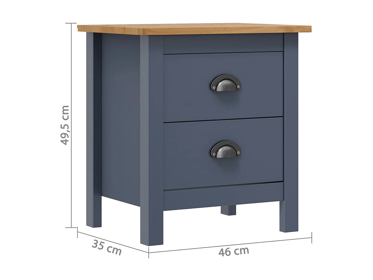 Mesitas de noche Hill 2 uds madera de pino gris 46x35x49,5 cm