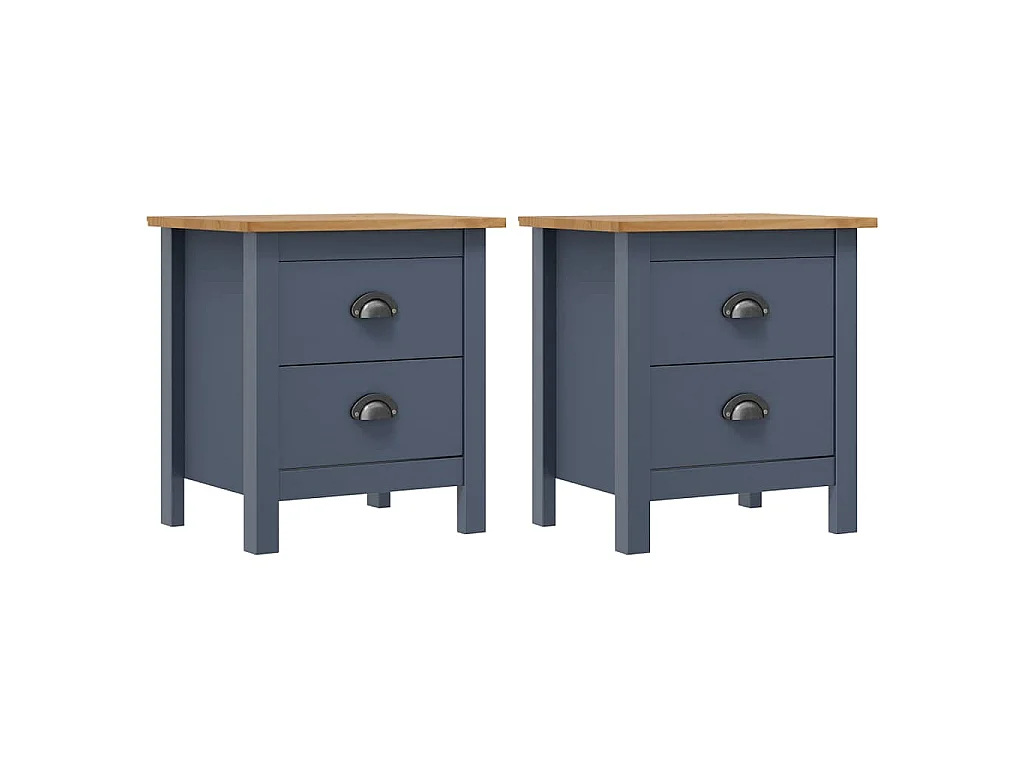 Tables de chevet Hill 2 pcs Gris 46x35x49,5 cm Bois de pin